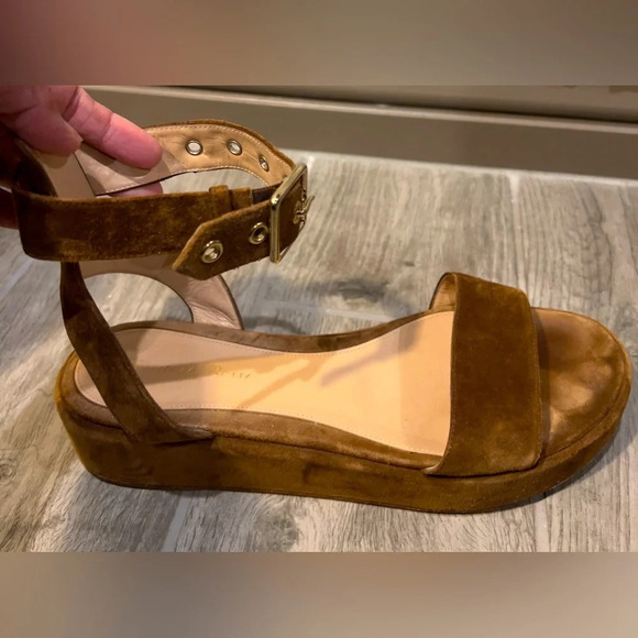 Gianvito Rossi Italian made  brown suede low wedge sandals with straps 39 1/2 - Picture 1 of 13
